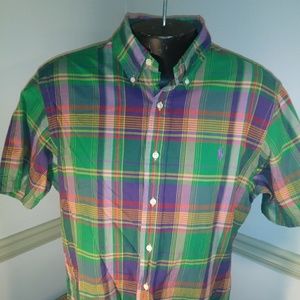 Mens Ralph Lauren Multi Plad Green Short Sleeve